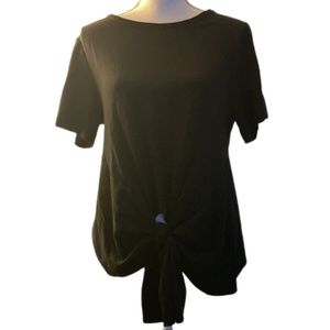 CASLON black short sleeve Front Knot XS top shirt